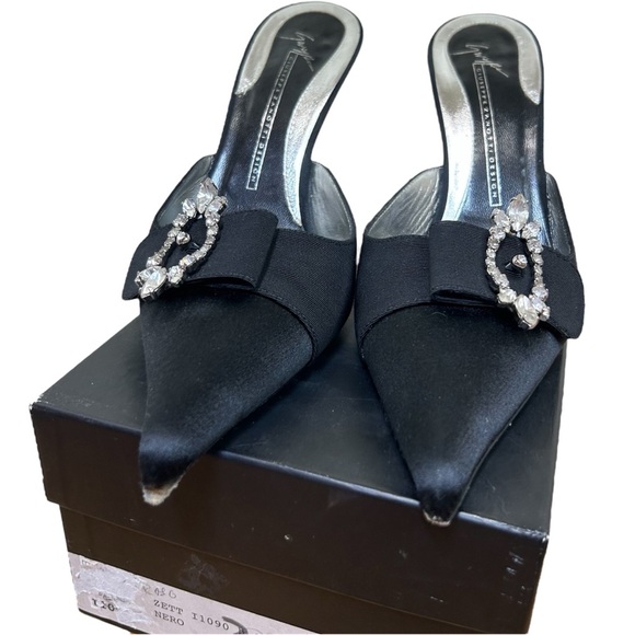 Giuseppe Zanotti, Size 39 (9 US), Black - Vintage Mule Pumps, Silver Rhinestone - Picture 2 of 15